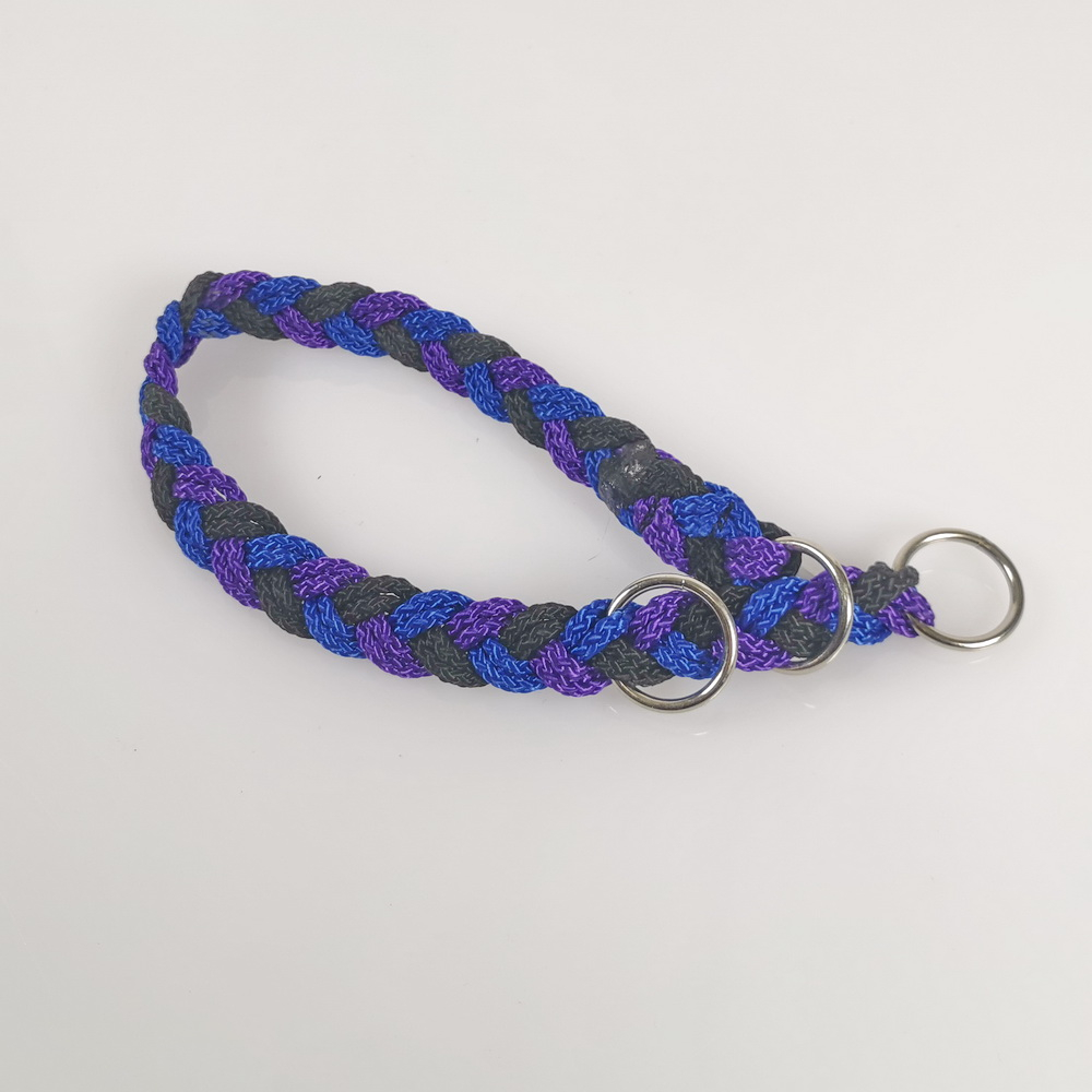 Halsband Zug-stop flach- oder rundgeflochten, 30 - 55cm blau, schwarz, violett